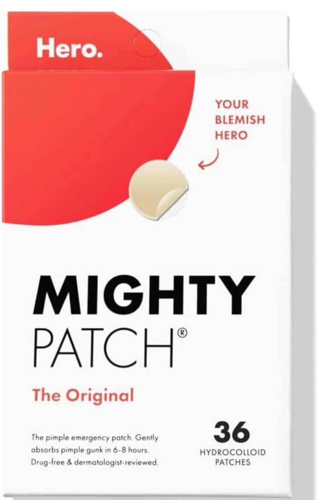 Hydrocolloid acne patch on skin for overnight pimple healing
