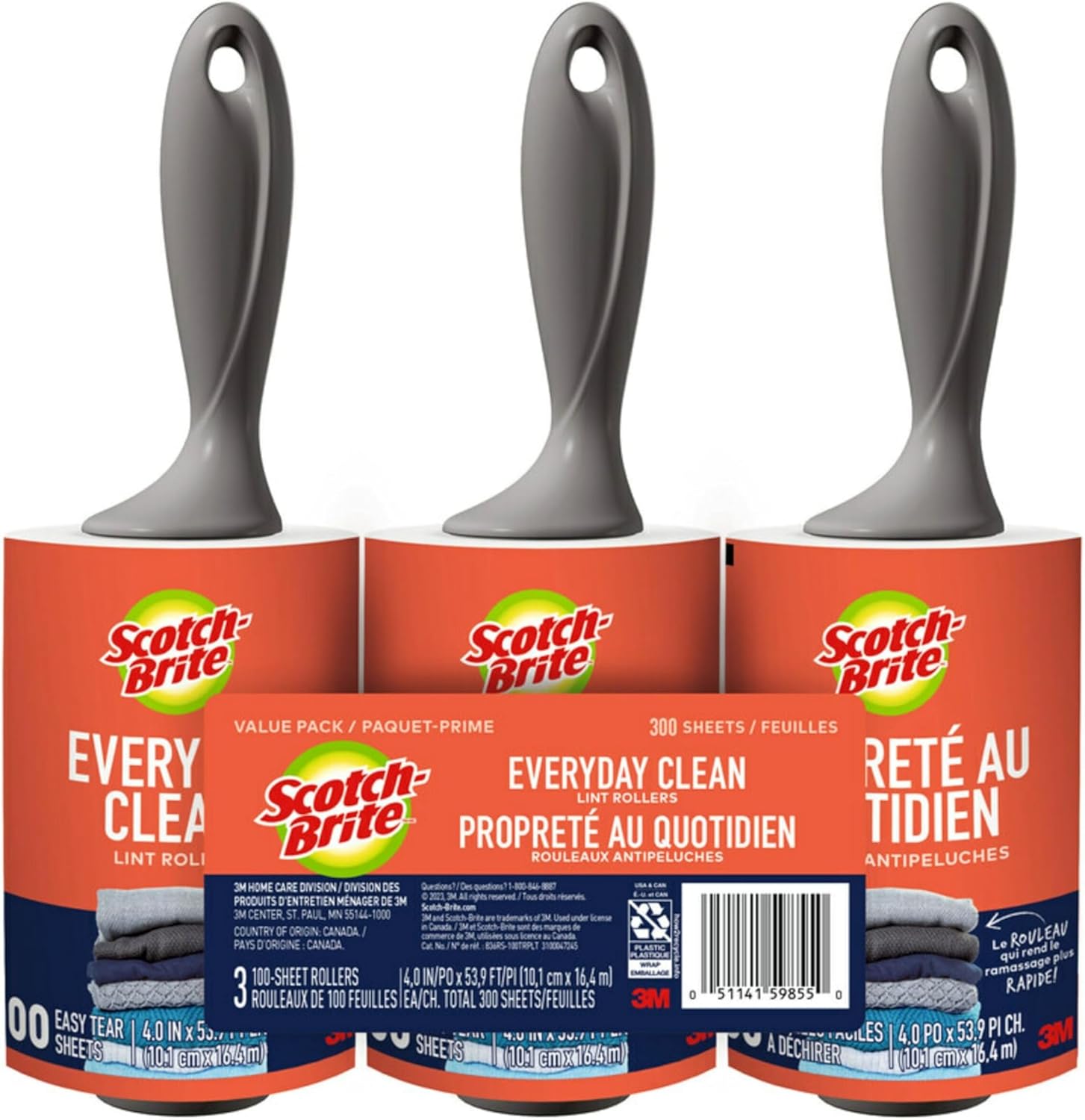 Sticky lint roller removing pet hair from clothes and sofa