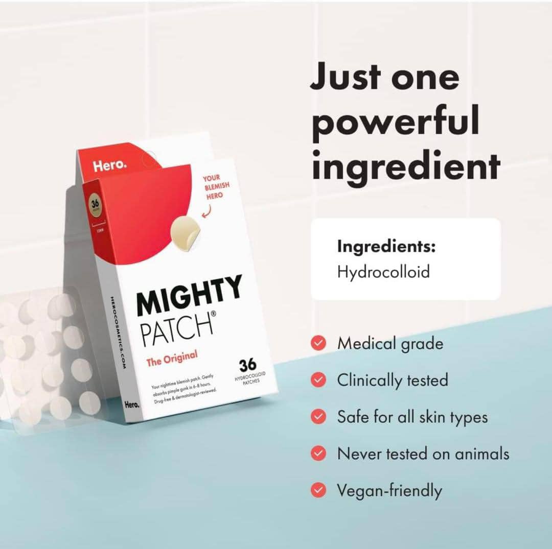 Mighty Patch™ Original Acne Spot Patches – Overnight Hydrocolloid Treatment for Blemishes (36 Count)